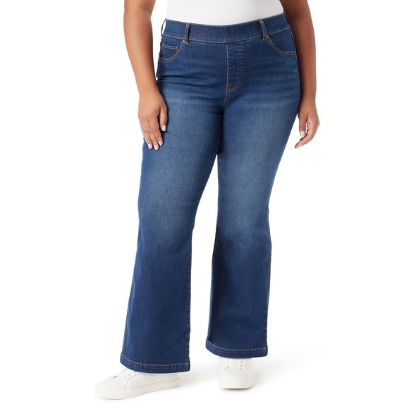 Gloria Vanderbilt Denim - Gloria Vanderbilt Blue  High Rise Flare Shape Effect Pull On Jeans, 20W